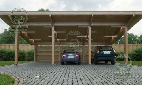 Деревянный навес для машин 5