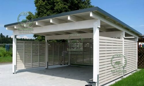 Деревянный навес для машин 7